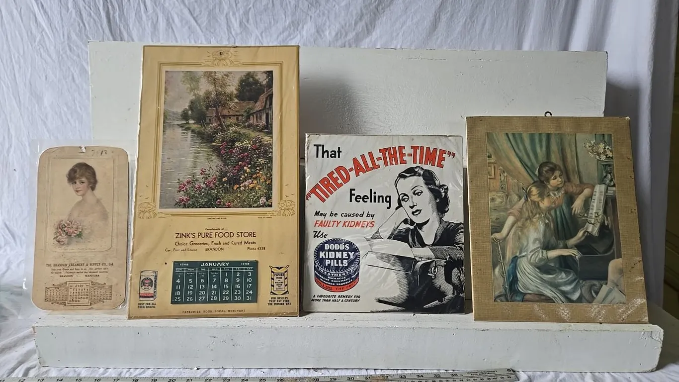 2 - Vintage Calendars; Brandon Creamery & Zink's Pure Food Store