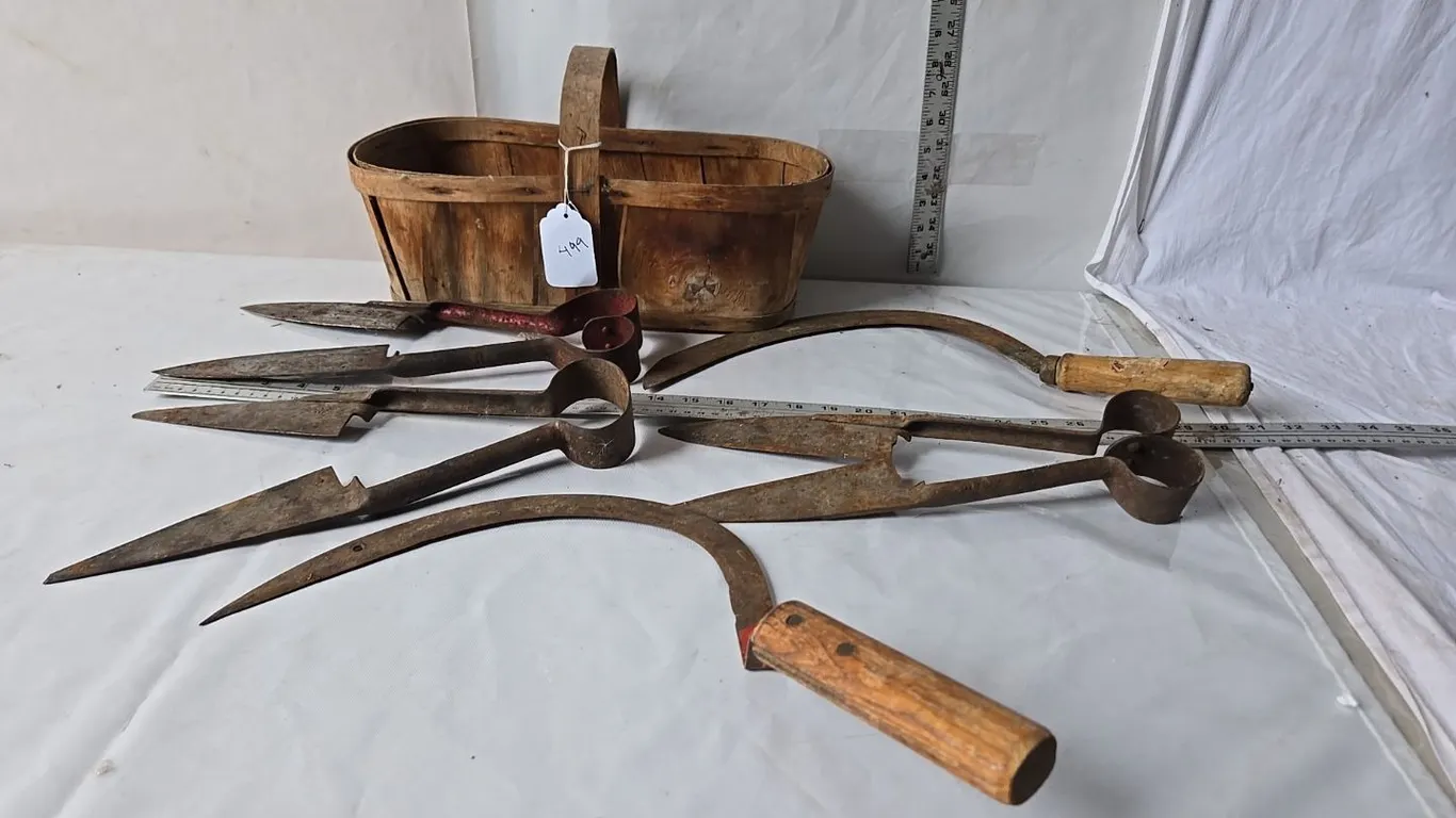3 - Sheep Shears & 2 - Hand scythes