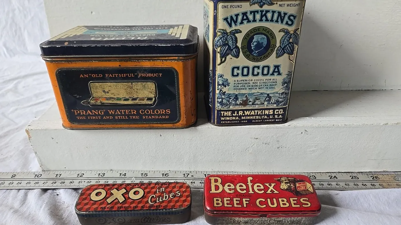 Misc. Tins - Beef Cubes, Prang Paint, Watkin's & OXO
