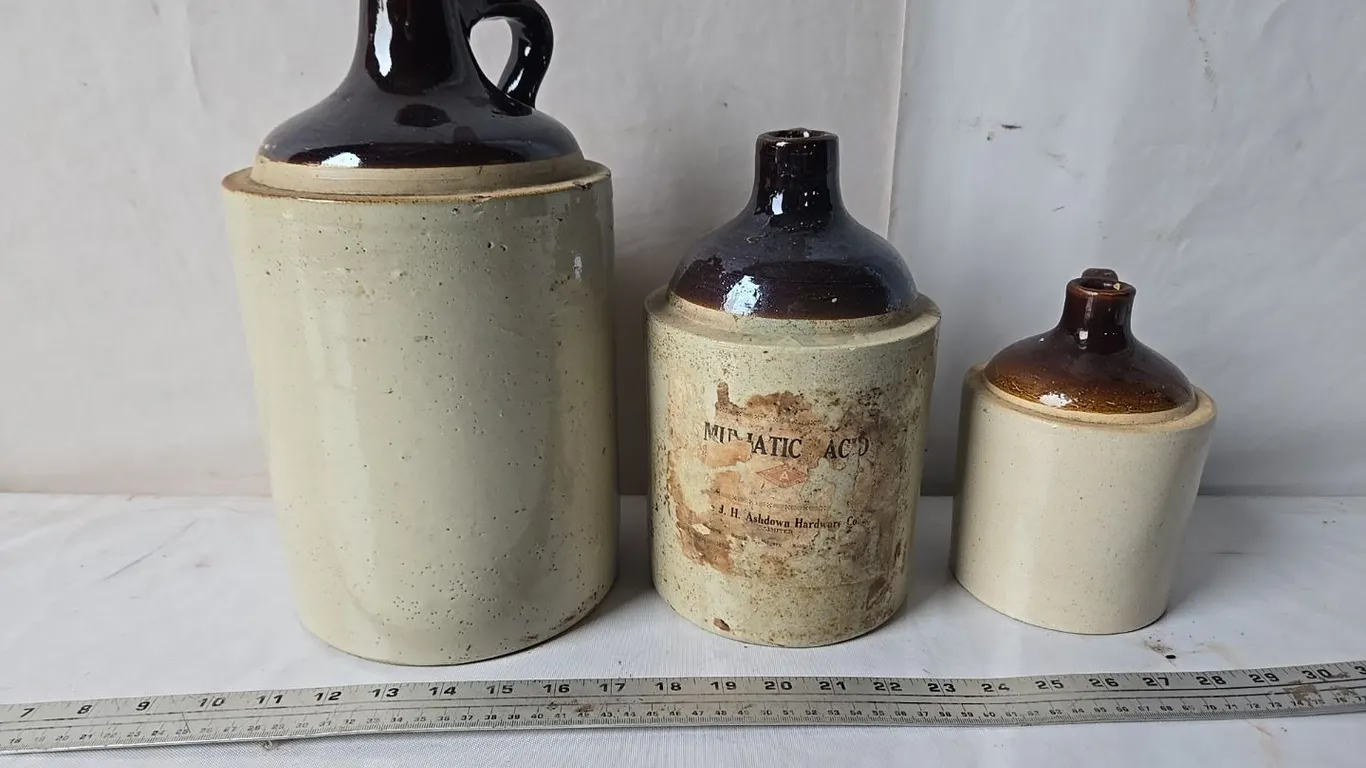 3 - Finger jugs; 1qt., 1 gal. & 2 gal.