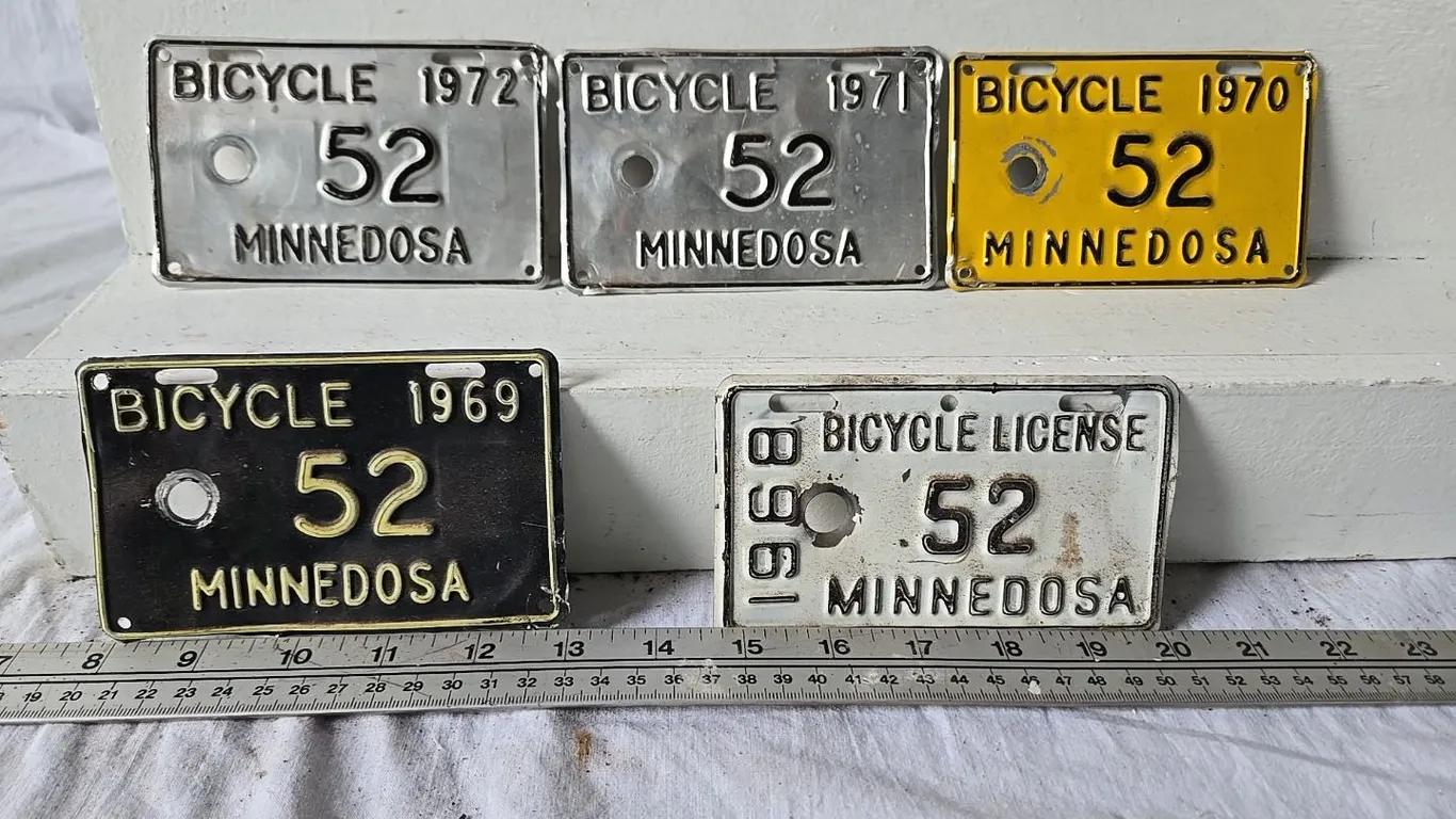 1968-72 Matching Minnedosa Bicycle License Plates