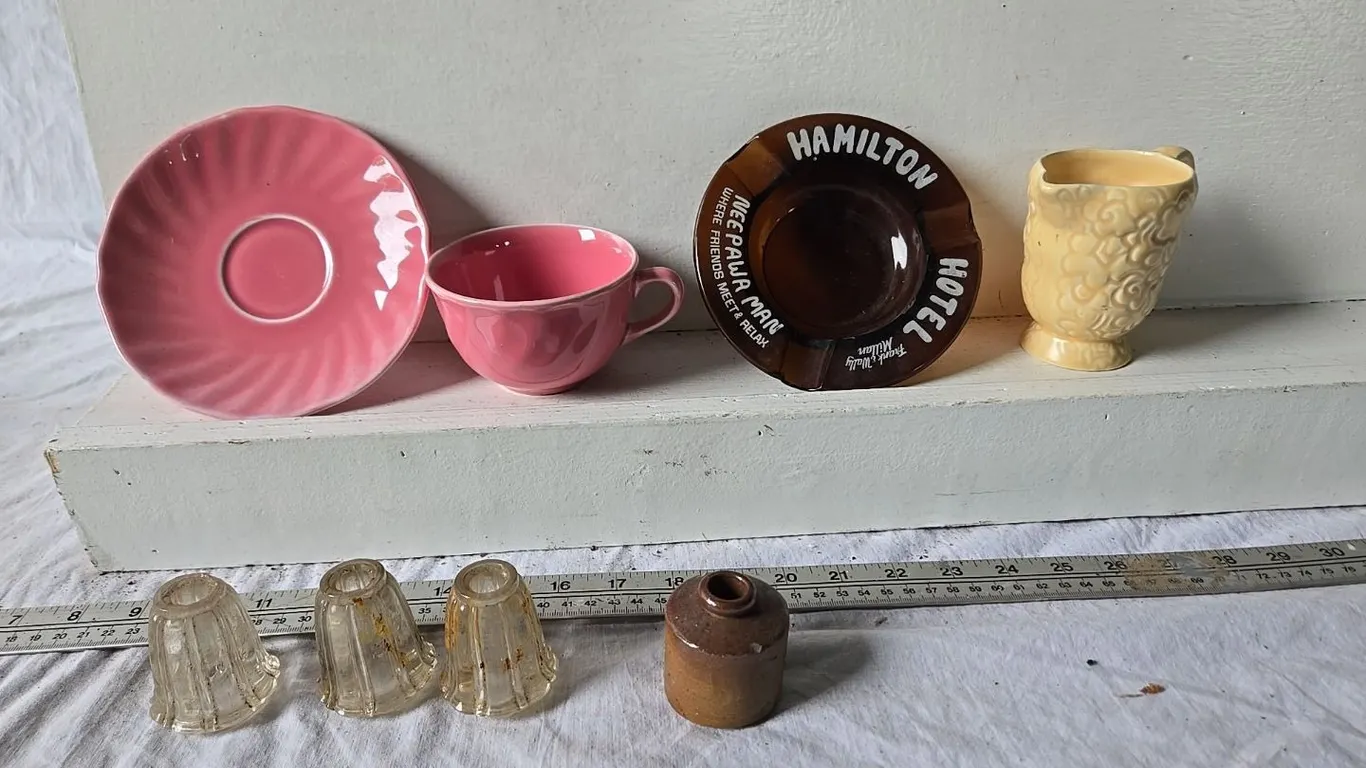Hycraft Cup & Saucer, advertising ash tray & misc.