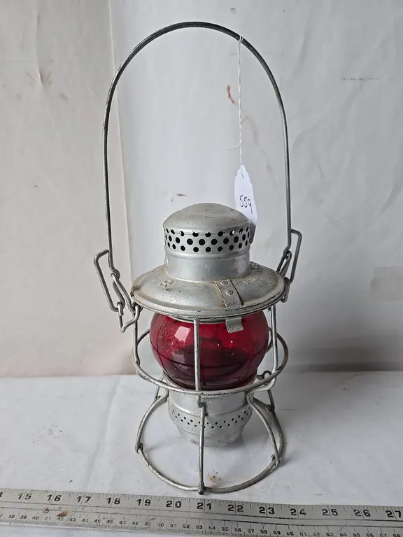 CNR Railway Lantern w/ Red Adlake shade
