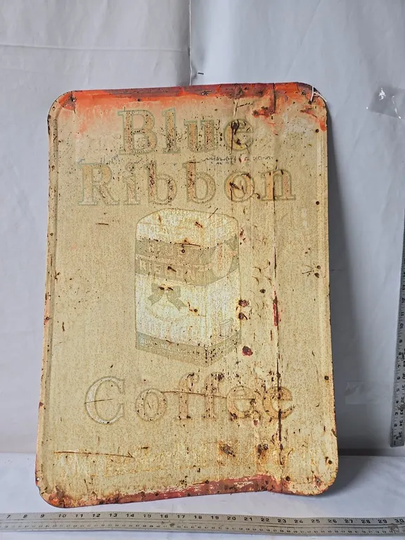 Blue Ribbon Coffee Sign - original