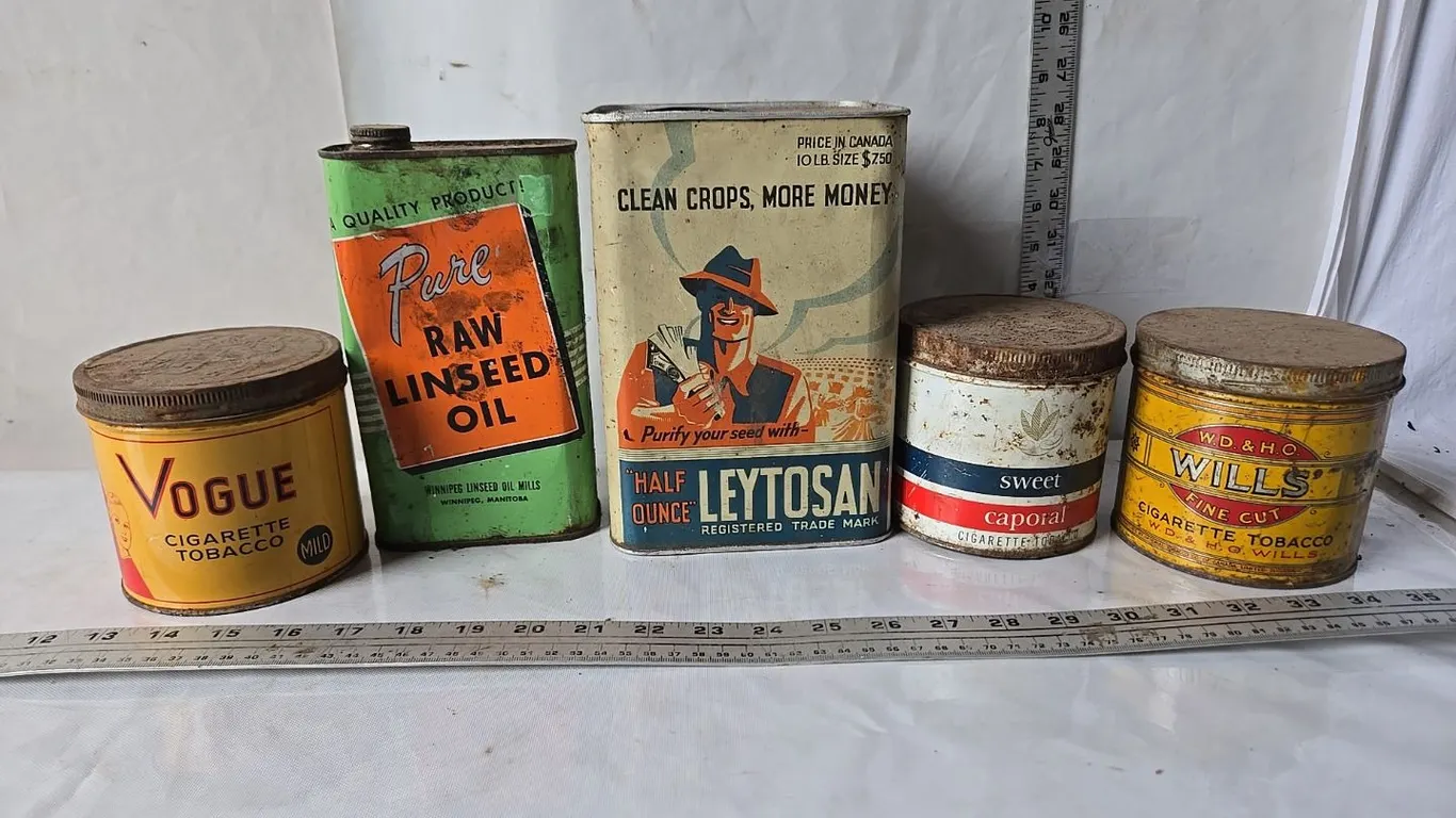 Misc. Tins - Will's, Sweet Caporal, Vogue, Leytosan & Linseed Oil