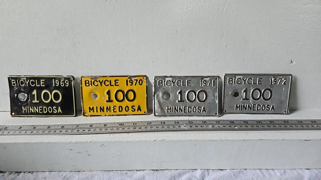 1969-72 Minnedosa Bicycle Plates - matching