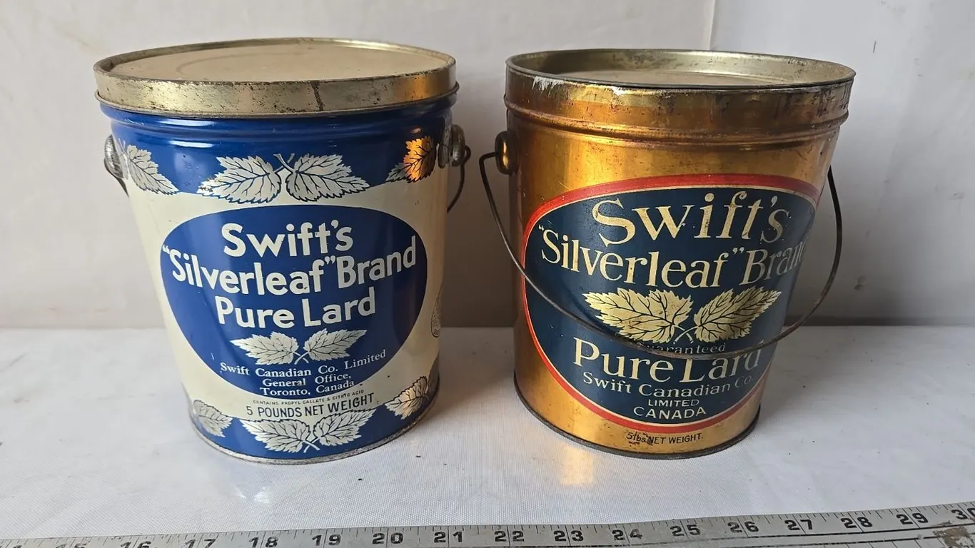 2 - Swift's 5lb. Lard Pails