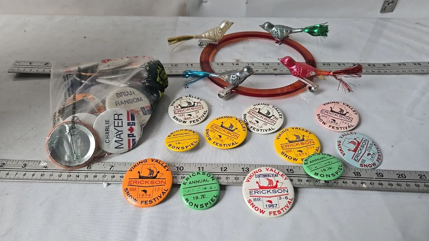 Buttons - Political & Bird Ornament