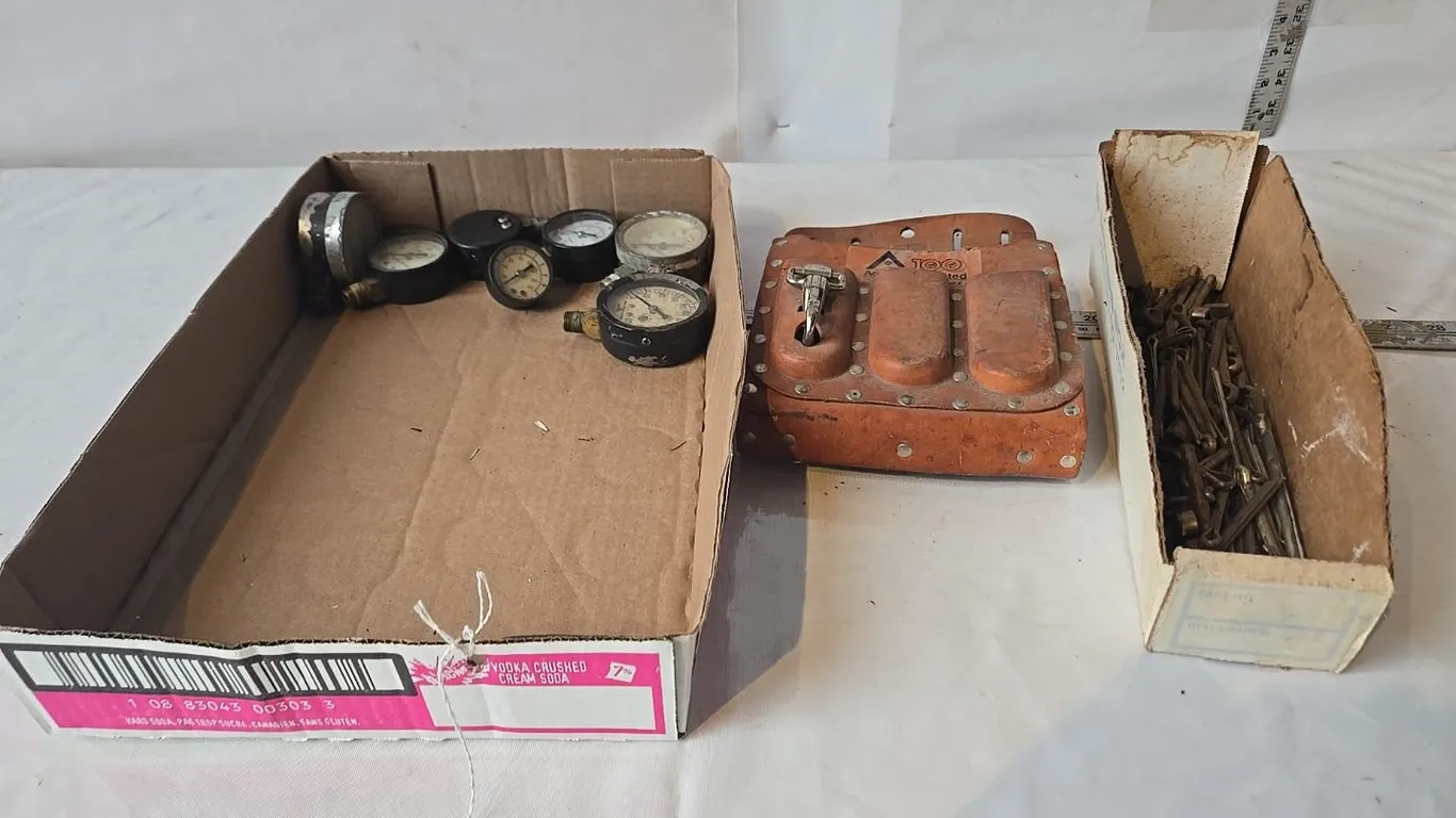 Gauges, Stanley Tool Pouch, & Cotter pins
