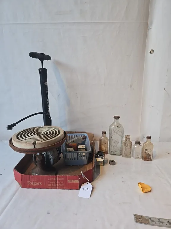 Medicine Bottles & Old Heater