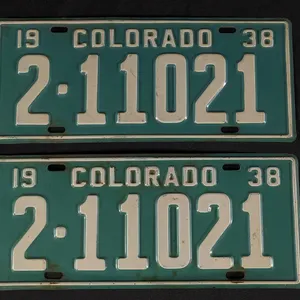 PAIR 1938 COLORADO LICENSE PLATES 2-11021 COLO CO