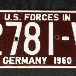1960 US FORCES IN GERMANY LICENSE PLATE 2781-V UNITED STATES MILITARY