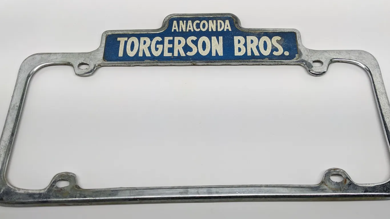 LICENSE PLATE FRAME TORGERSON BROS ANACONDA (MONTANA MONT MT)