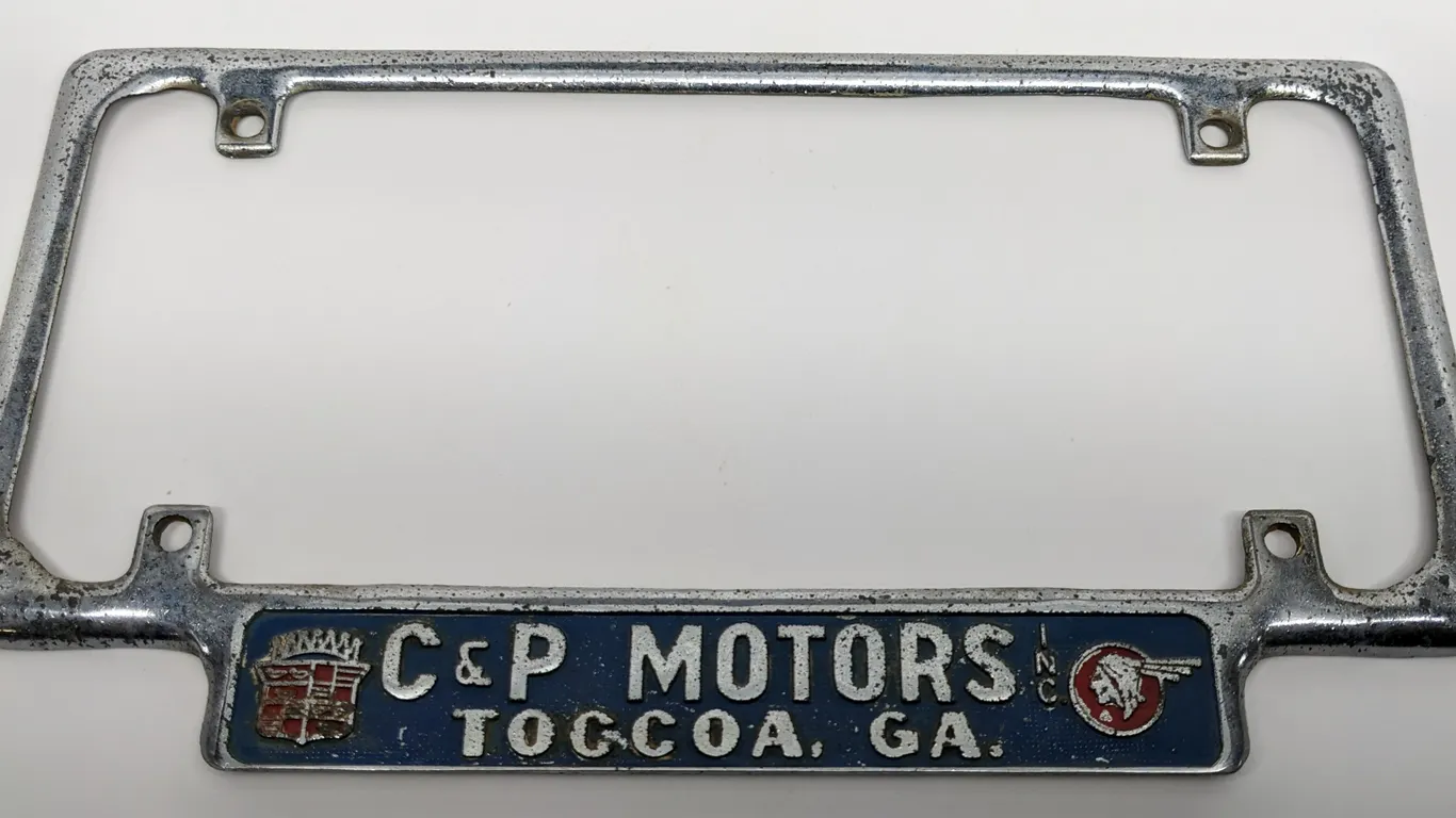 LICENSE PLATE FRAME C&P MOTORS CADILLAC PONTIAC TOCCOA GA (GEORGIA )