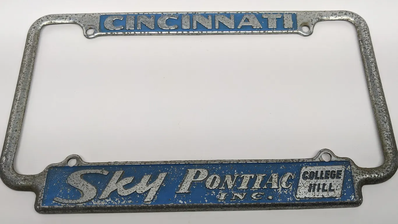 LICENSE PLATE FRAME SKY PONTIAC INC COLLEGE HILL CINCINATTI OHIO OH