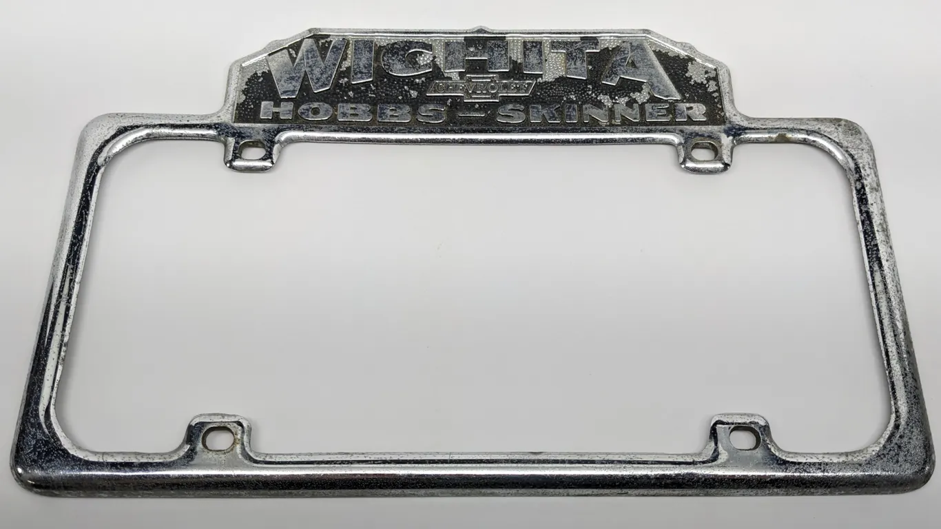 LICENSE PLATE FRAME HOBBS SKINNER CHEVROLET WICHITA KANSAS KAN KS
