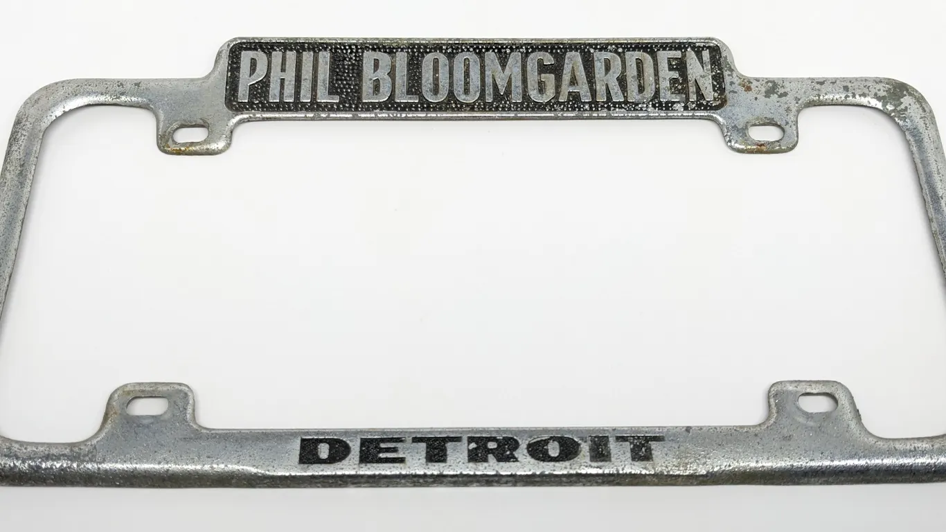 LICENSE PLATE FRAME PHIL BLOOMGARDEN DETROIT MICHIGAN MICH MI