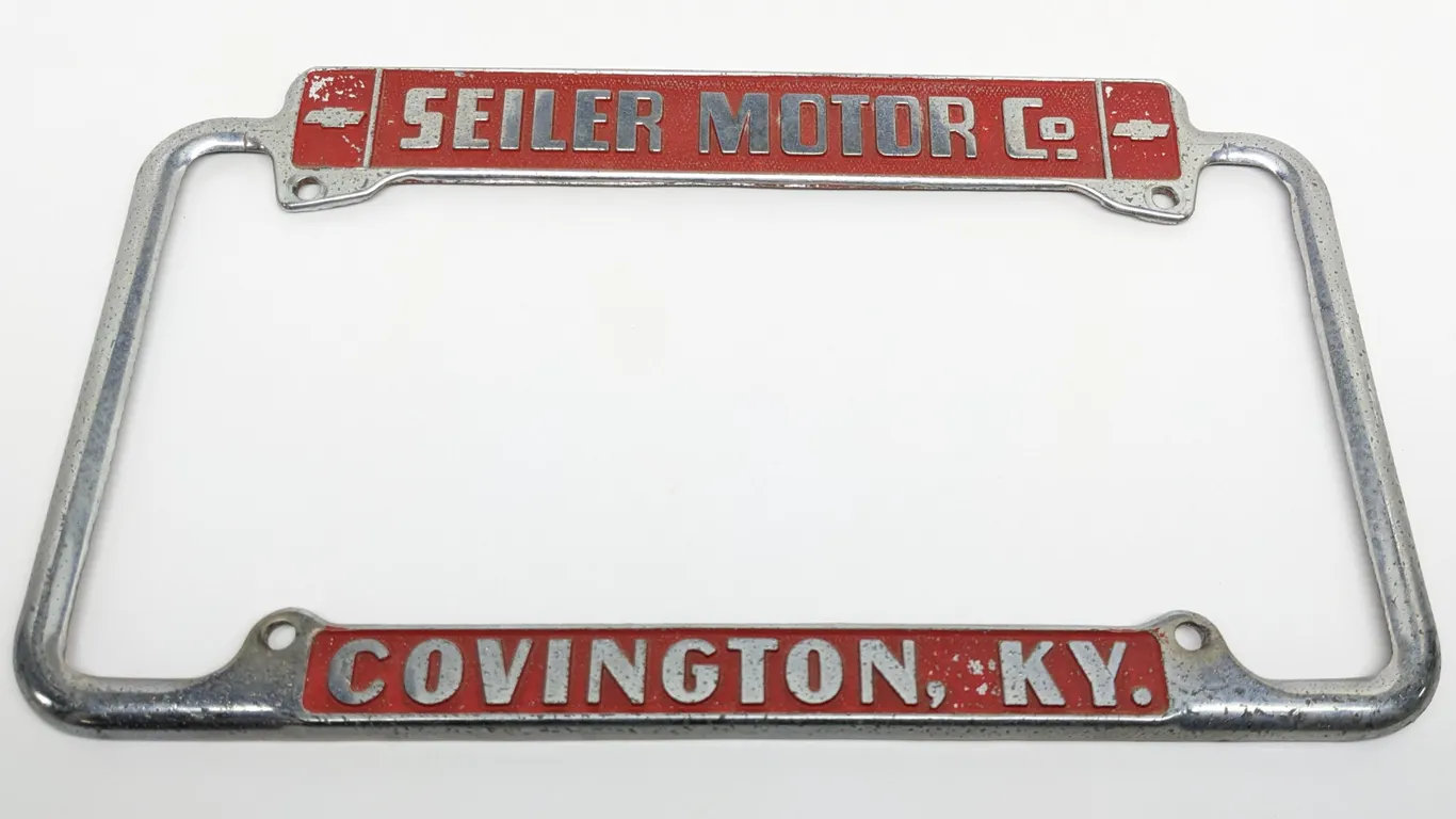 LICENSE PLATE FRAME SEILER MOTOR CO CHEVROLET COVINGTON KENTUCKY