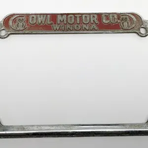 LICENSE PLATE FRAME OWL MOTOR CO (FORD) WINONA MINNESOTA MINN MN