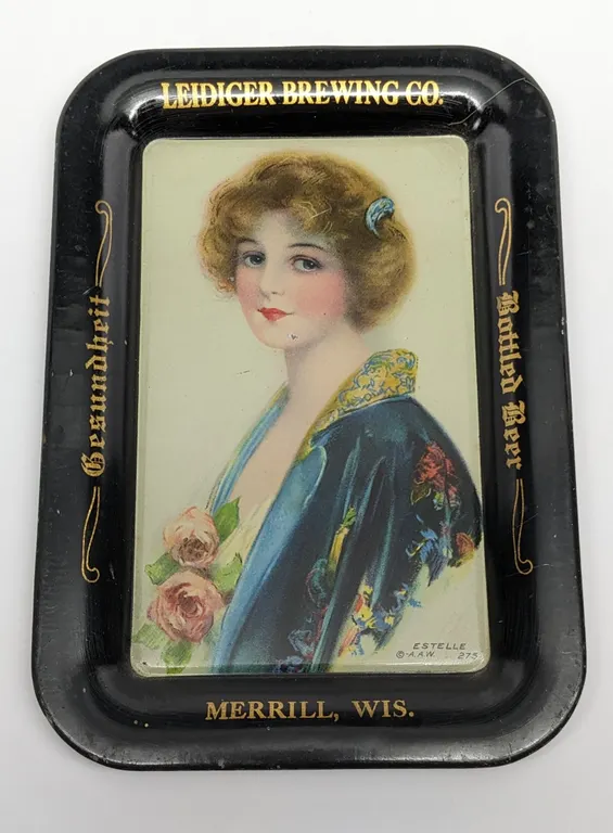 PRE PROHIBITION TIP TRAY LEIDIGER BREWING CO GESUNDHEIT BOTTLED BEER MERRILL WISCONSIN WI WIS