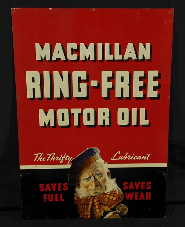 TIN SIGN MACMILLAN RING-FREE MOTOR OIL (2 SIDED)