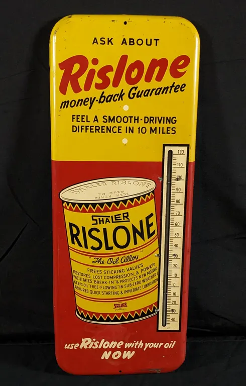 TIN THERMOMETER SIGN RISLONE OIL ADDITIVE