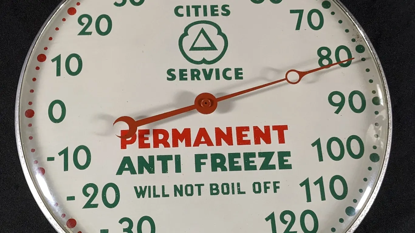 THERMOMETER SIGN CITIES SERVICE PERMANENT ANTIFREEZE