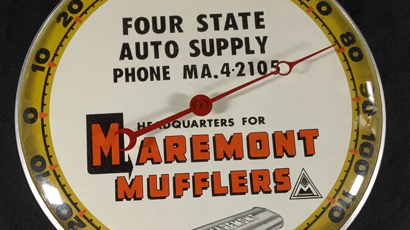 THERMOMETER SIGN MAREMONT MUFFLERS FOUR STATE AUTO SUPPLY