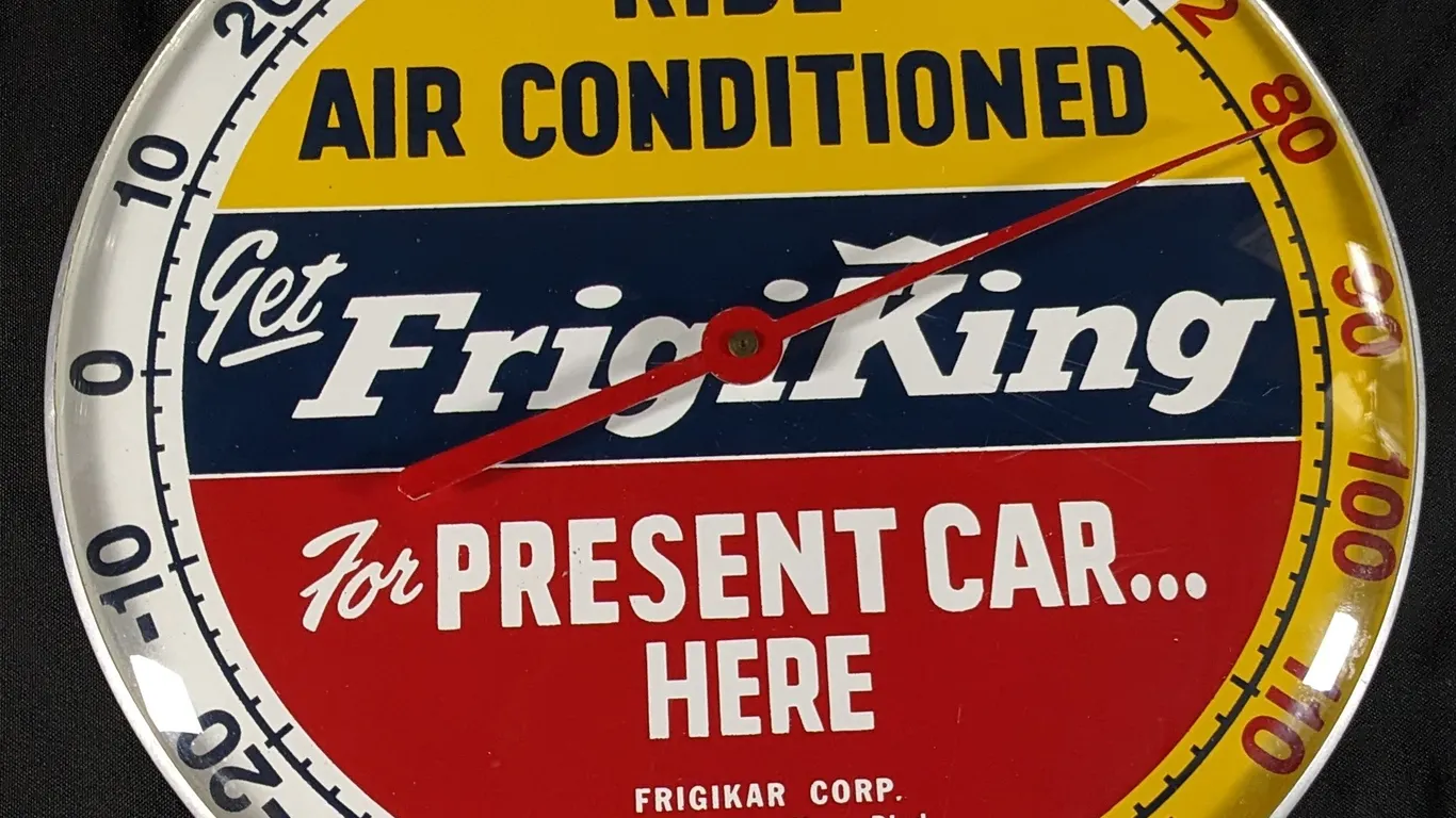 THERMOMETER SIGN RIDE AIR CONDITIONED GET FRIGIKING DALLAS TEXAS
