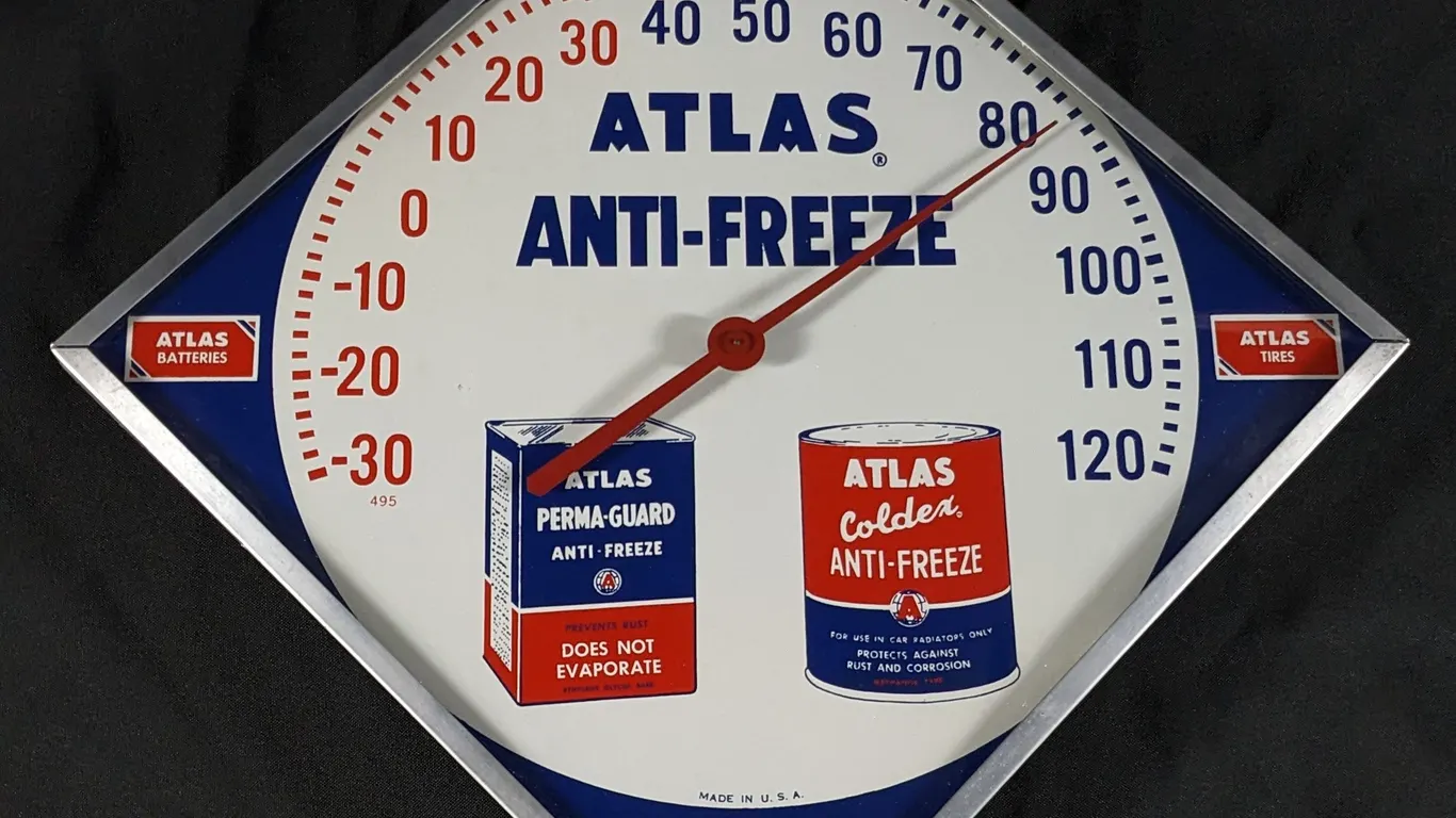 THERMOMETER SIGN ATLAS ANTIFREEZE ESSO