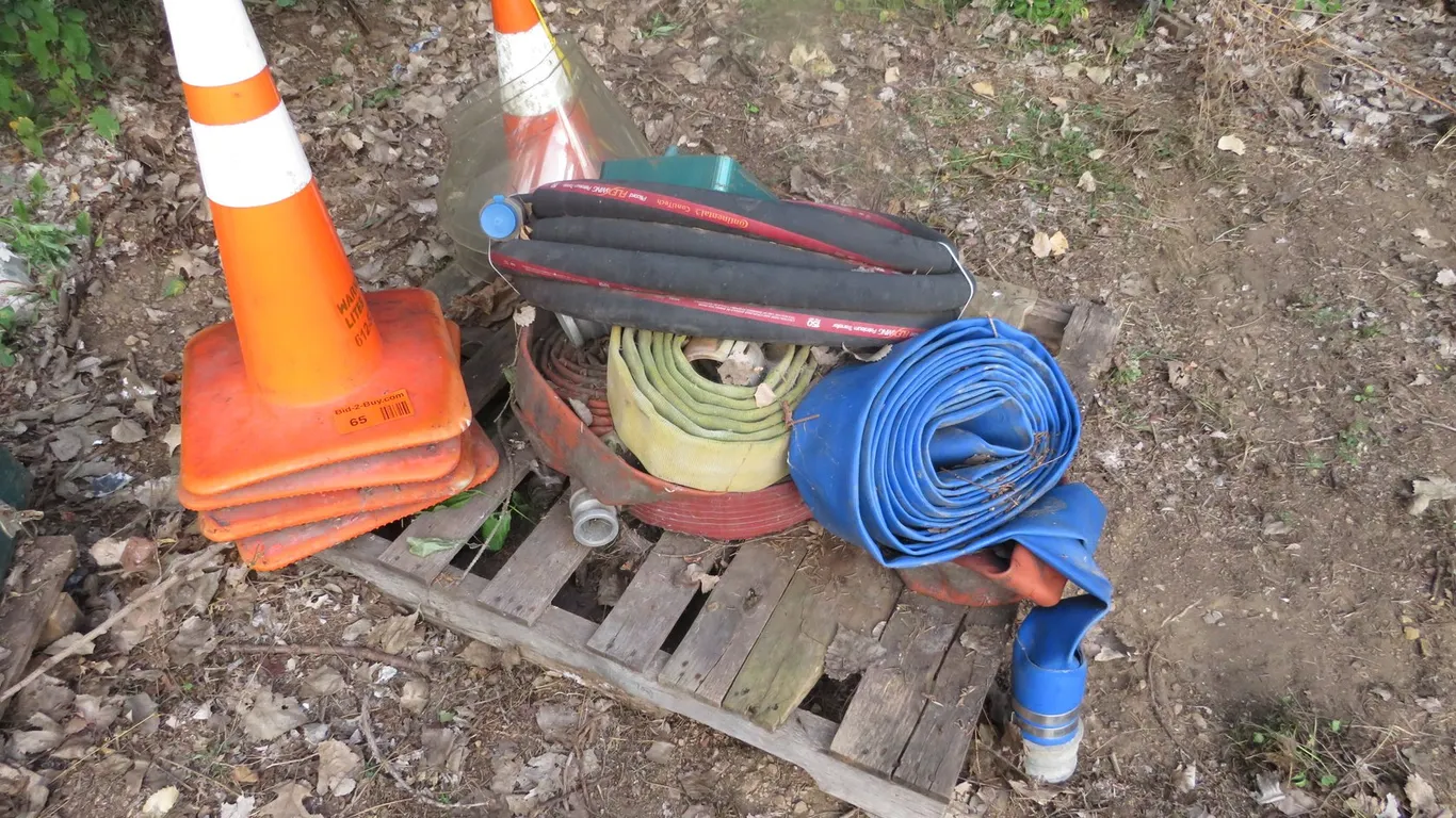 Pallet of Hose and Safety Cones