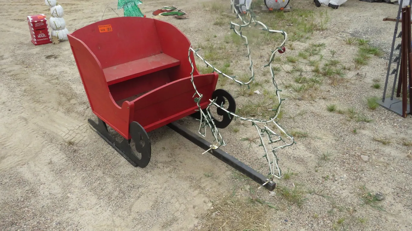 Vintage Sleigh with Lighted Rudolf