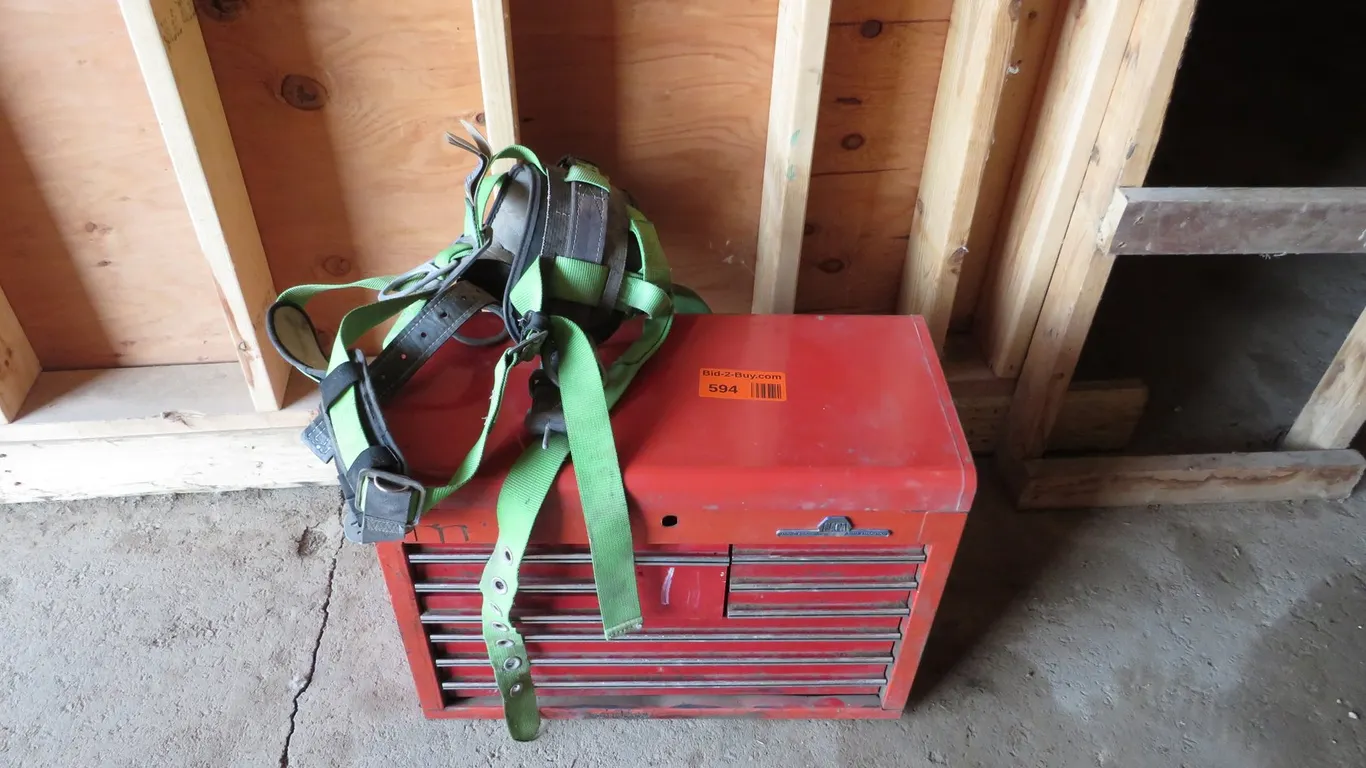 Toolbox with Assorted Tools and Safety Harness