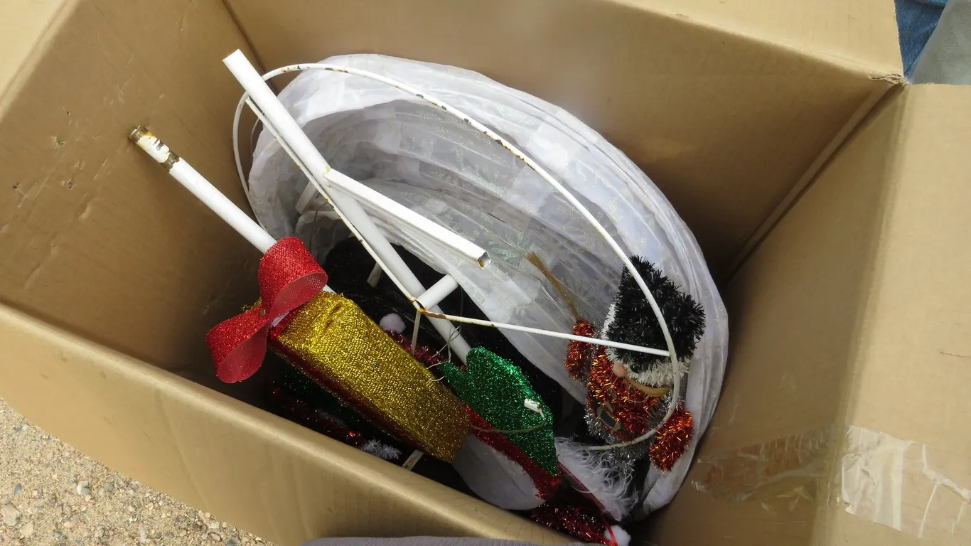 Box of Christmas Decorations