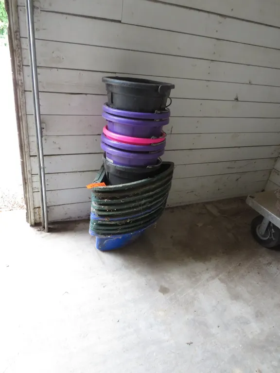 Assortment of Feed and Water Buckets