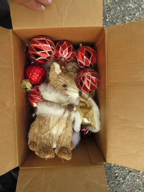 Box of Christmas Decorations