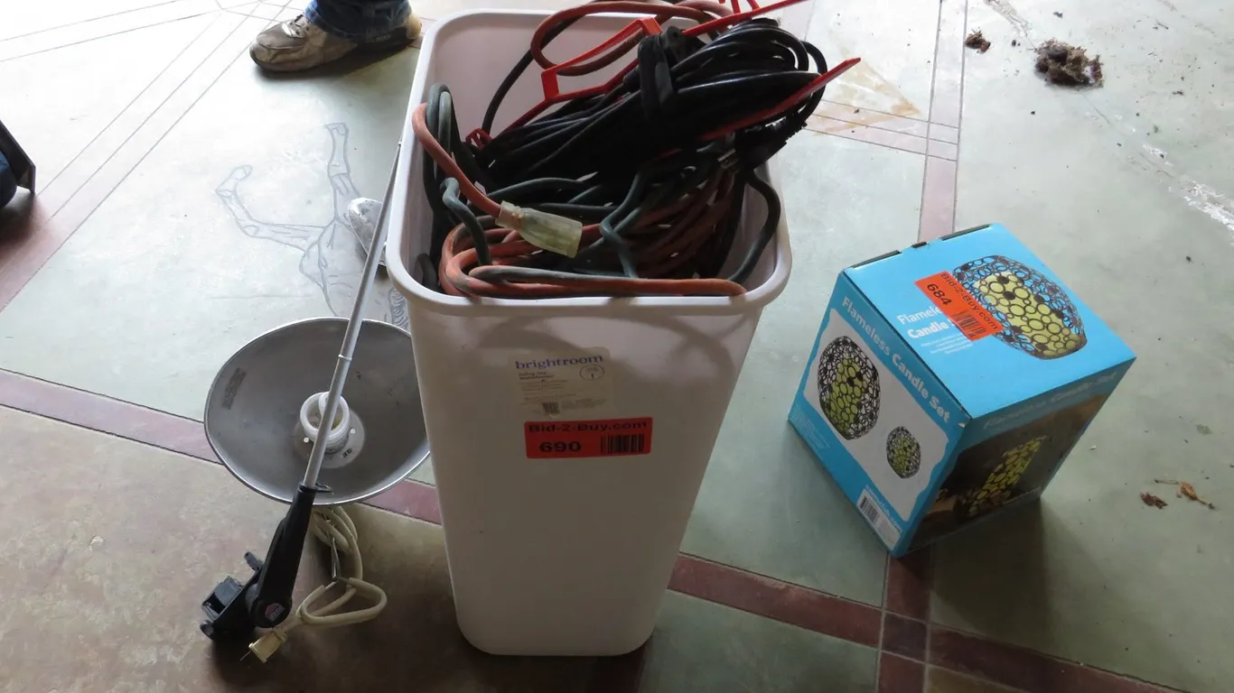 Trash Can With Power Cords