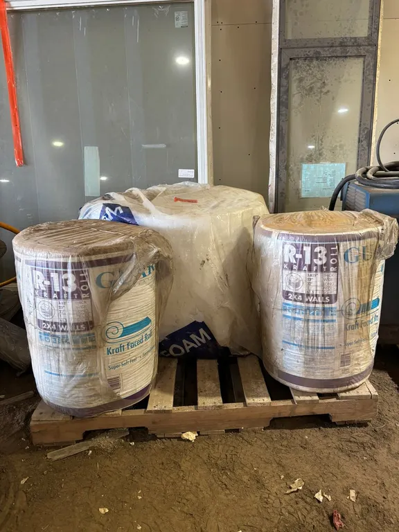 (1) Roll of Foam Packing Material/Insulation and (2) Kraft Faced Roll Insulation R13