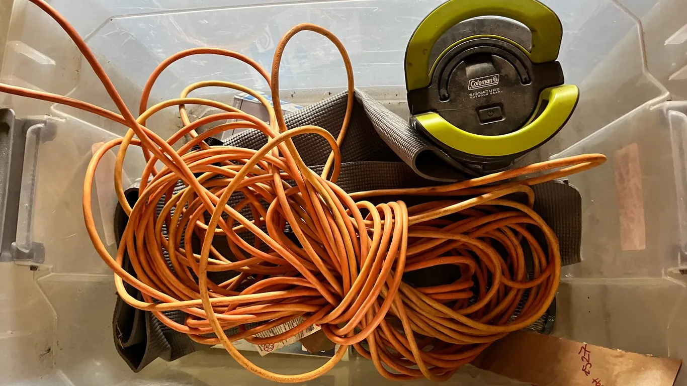Tote with Extension Cords and Lamps