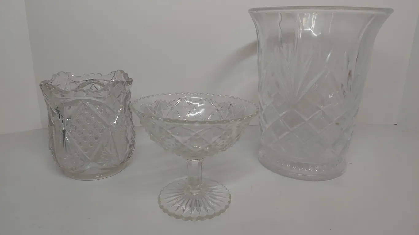 Vintage Spooner, Vase, And Compote