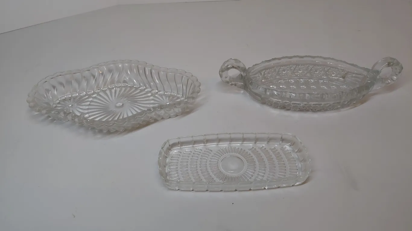 Vintage Butter Dish Insert, Relish Dish, And Antique Pickle Dish