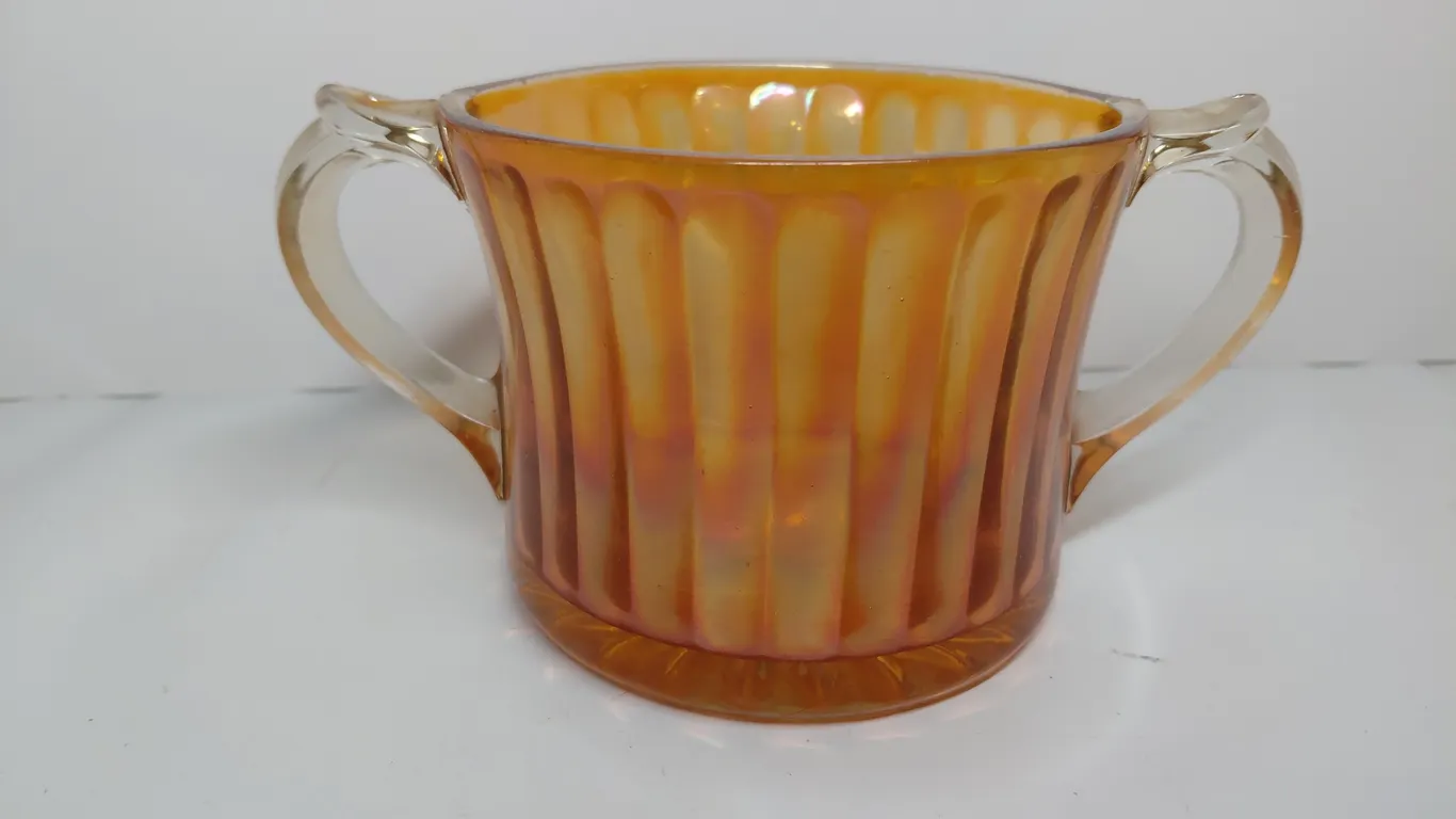Vintage Carnival Glass Double Handled Bowl