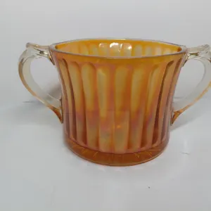 Vintage Carnival Glass Double Handled Bowl