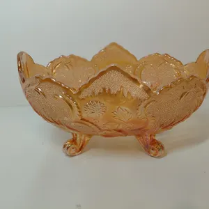 Vintage Carnival Glass Footed Fruit Bowl