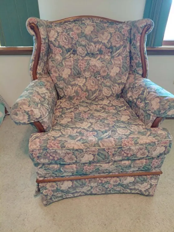 Italian Floral Tapestry Wingback Chair