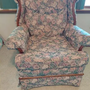 Italian Floral Tapestry Wingback Chair