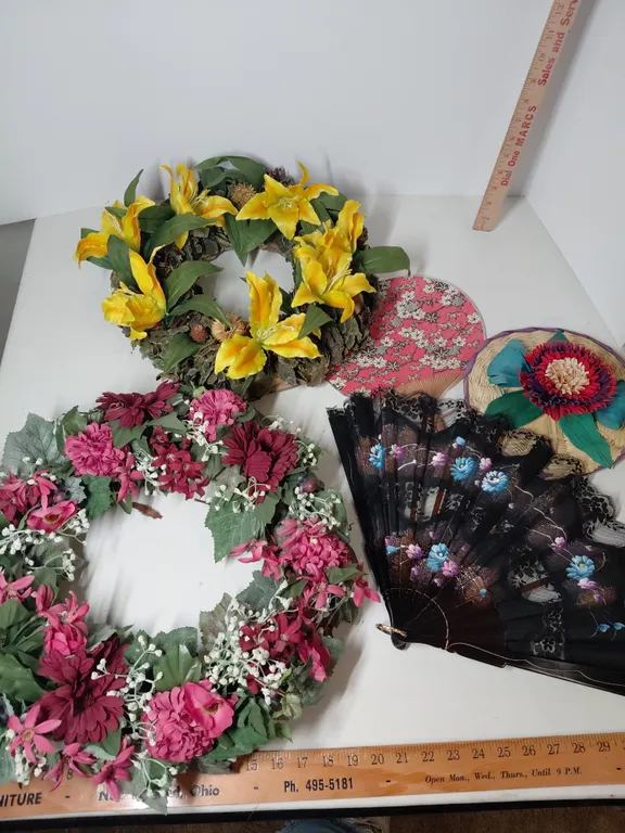 Wreathes, Lace Fan, & Hand Fans