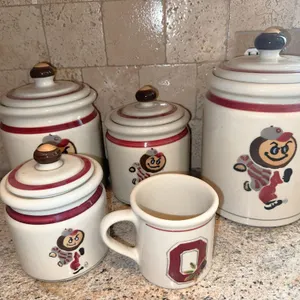 Hartstone Pottery Ohio State Buckeye canisters