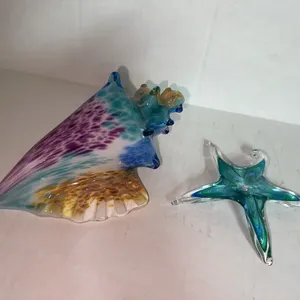 Artisan glass shell and glass starfish ornament