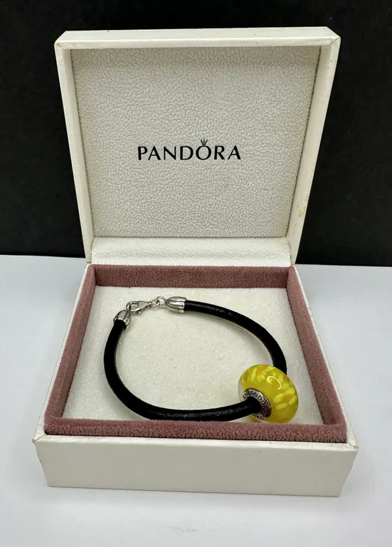 Pandora Yellow Blossom Murano Glass Bead Bracelet Presentation Box
